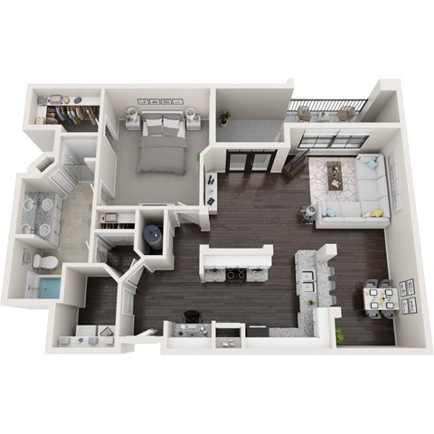 Floor plan for 1 bed, 1 bath, 1139 sqft